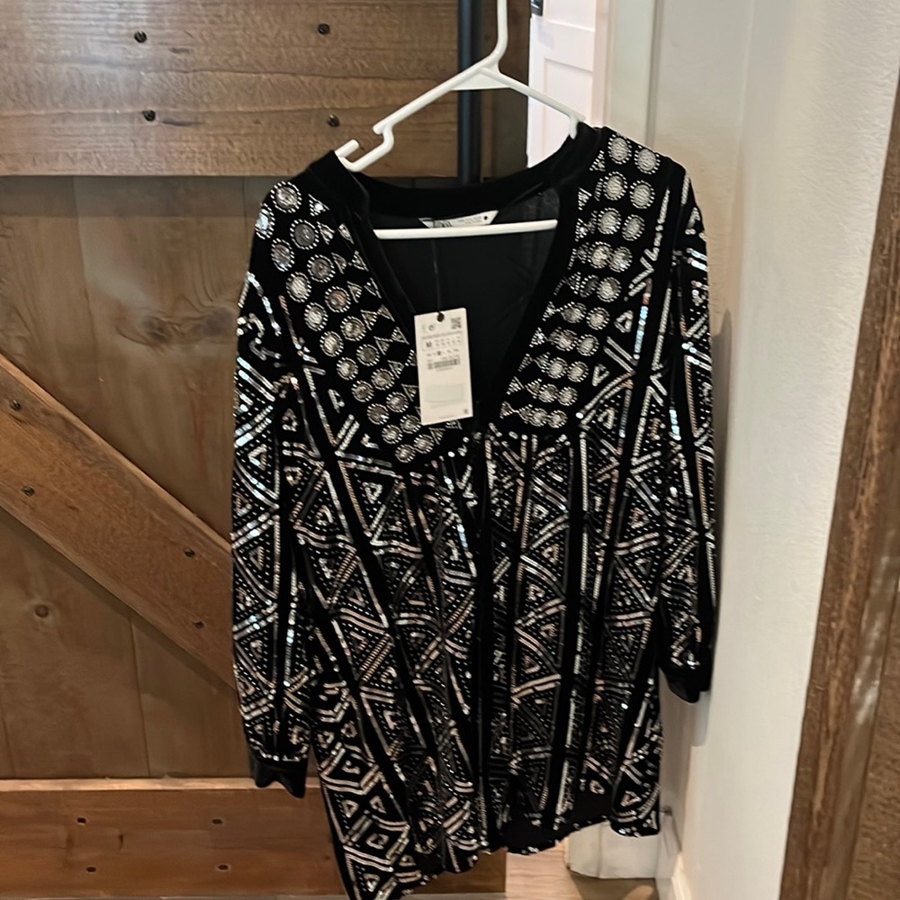 Zara black sparkly dress with tags size medium